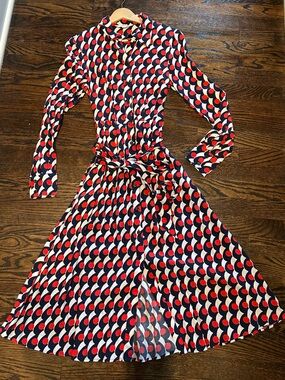 Boden Navy, Red & White Retro Dot Shirt Dress